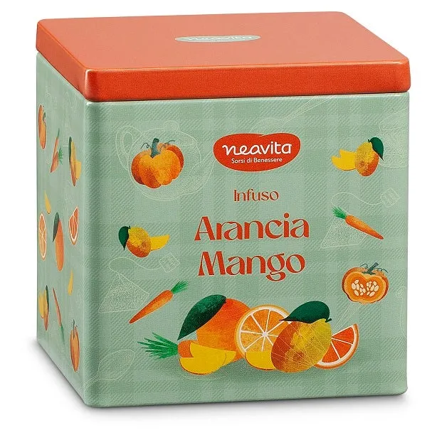 Neavita Infuso Arancia E Mango 10 Filtroscrigno In Square Tin Happy Fruits Verde