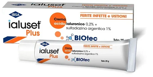 CREMA ACIDO IALURONICO 0,2% + SULFADIAZINA ARGENTICA 1% IALUSET PLUS FERITE INFETTE E USTIONI 25 G