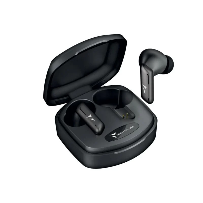 Techmade Auricolari Senza Filo Con Box Di Ricarica Black