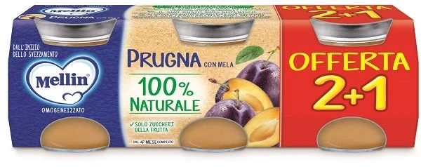 Mellin Omogeneizzato Prugna Con Mela 3x100g 4Mesi+