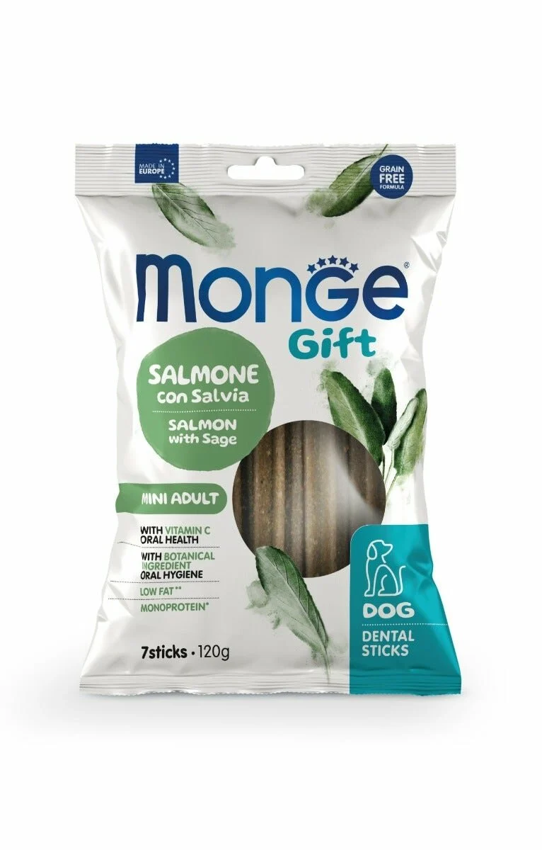 Monge Dental Sticks Salmone Con Salvia Per Cani Mini Adulti 120g