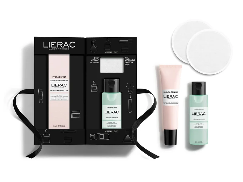 Lierac Cofanetto Hydragenist Trattamento Occhi 15ml + Acqua Micellare 50ml + Pads Struccanti Lavabili