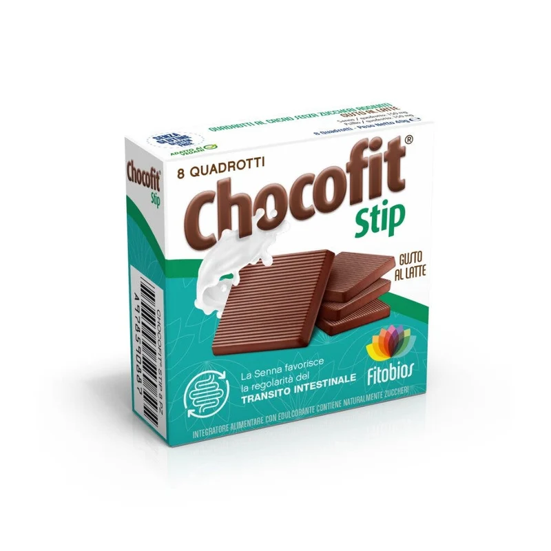 Fitobios Chocofit Stip Integratore Alimentare per l'Intestino 8 Quadrotti