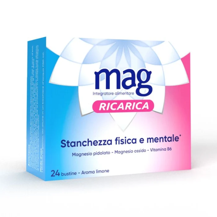 Mag Ricarica - integratore di Magnesio e Potassio - 24 Bustine, aroma Limone