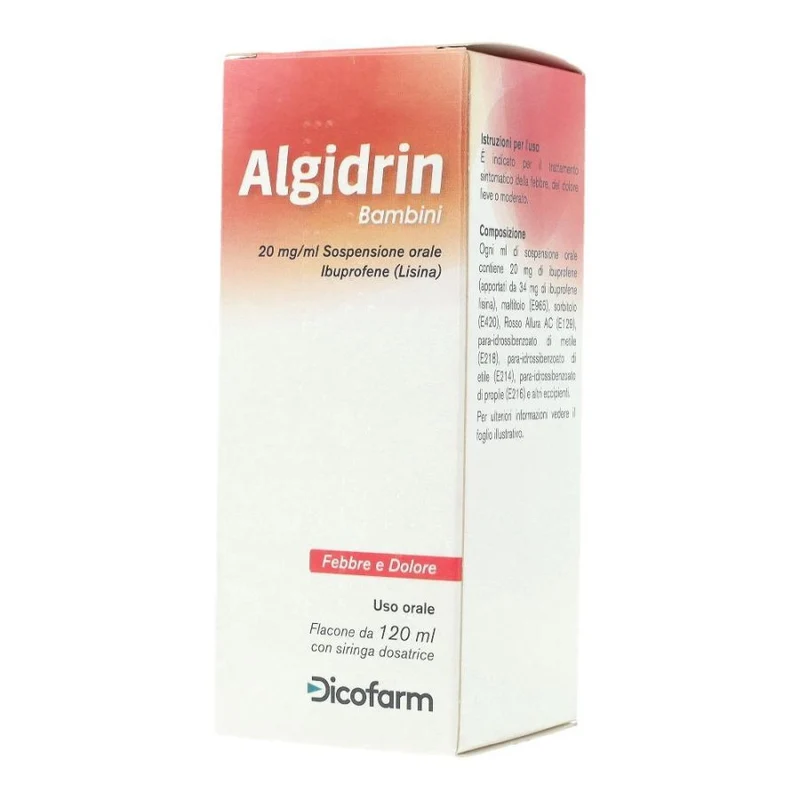 Algidrin 20 mg/ml 120 ml sospensione orale bambini con siringa da 5 ml