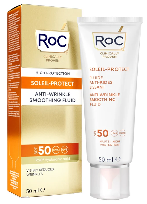 Roc fluido solare viso spf 50+ anti-rughe levigante 50 ml