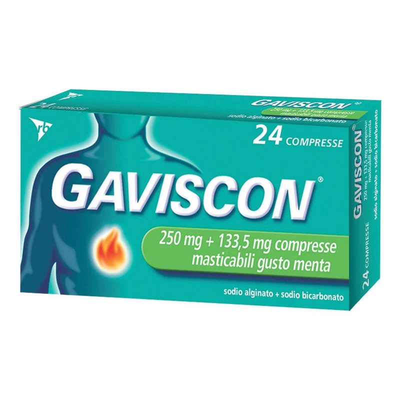 Gaviscon 250 mg + 133,5 mg 24 compresse masticabili gusto menta