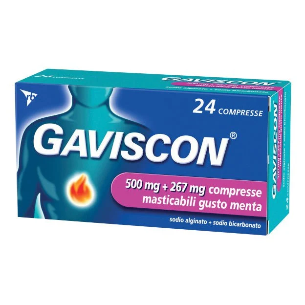 Gaviscon 500 mg + 267 mg 24 compresse masticabili