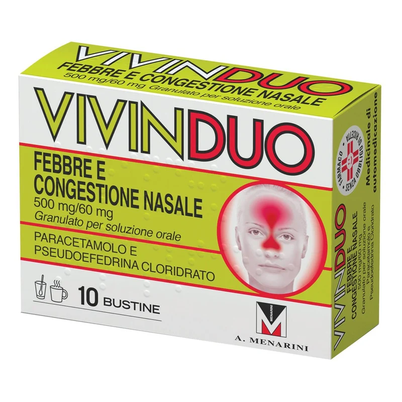 Vivinduo febbre e congestione nasale 500 mg + 60 mg 10 bustine granulo per soluzione orale