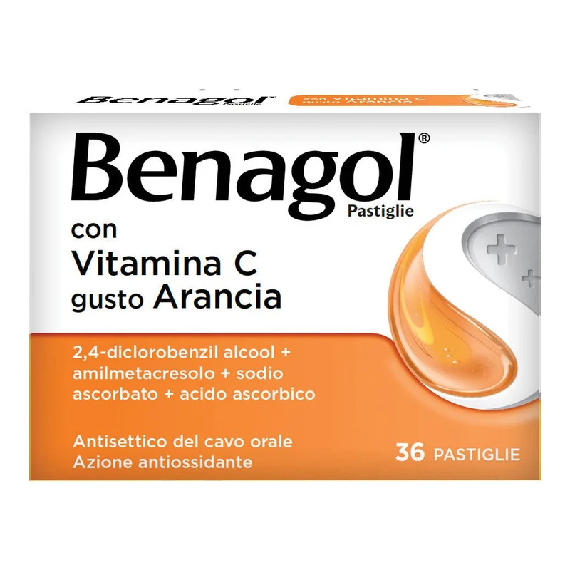 Benagol pastiglie con vitamina C gusto arancia 36 pastiglie