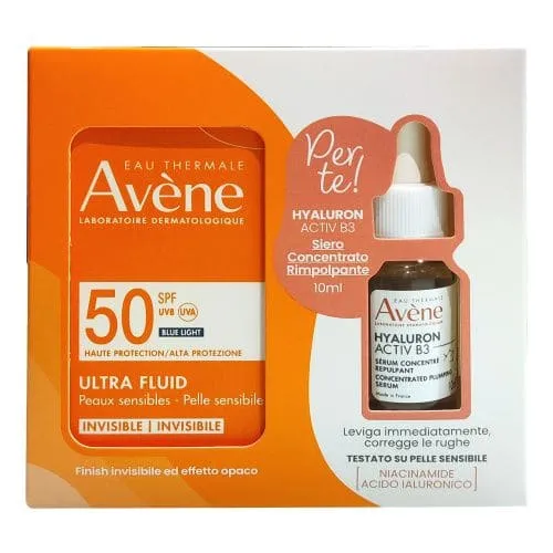Avene Solare Ultra Fluido Invisibile SPF 50 + Omaggio Siero Rimpolpante Hyaluron Active B3 10ml