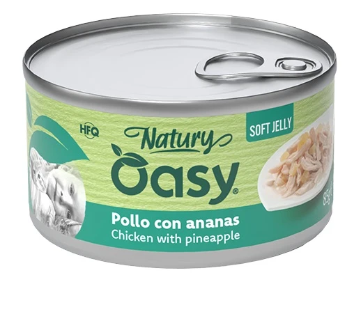 Oasy Wet Cat Natury Soft Jelly Pollo con Ananas Lattina 85 g