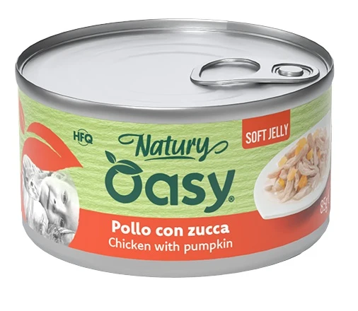 Oasy Wet Cat Natury Soft Jelly Pollo con Zucca Lattina 85 g
