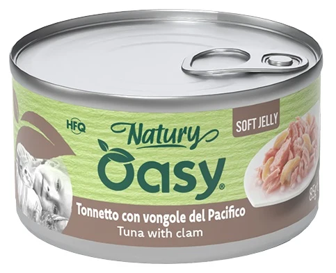 Oasy Wet Cat Natury Soft Jelly Tonnetto con Vongole Lattina 85 g