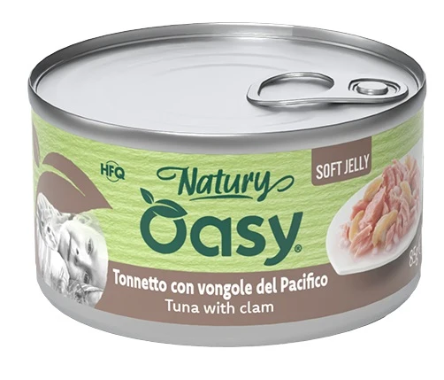 Oasy Wet Cat Natury Soft Jelly Tonnetto con Vongole Lattina 150 g