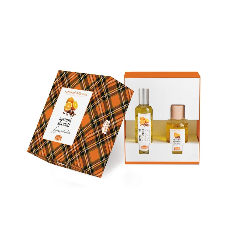 Helan I Profumi Della Casa Set Agrumi Speziati Fragranza 100ml + Bastoncini Ambiente 100ml