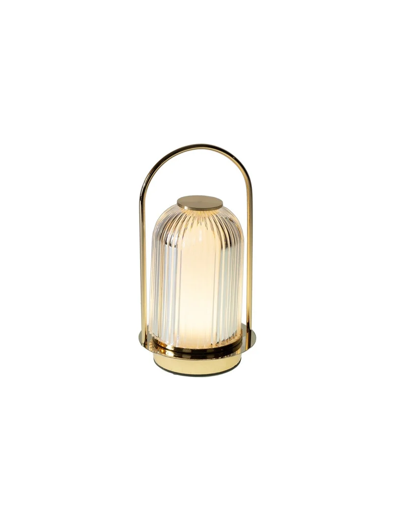 New Bi Srl - Lanterna Ricaricabile Metallo/PVC Oro 11x23cm - 139915