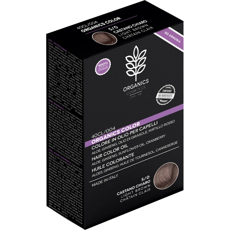 Organics Cosmetics Colore In Olio Per Capelli 5/0 Castano Chiaro