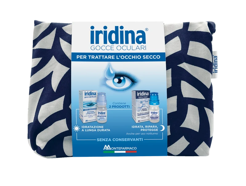 Iridina Gocce Oculari Lubrificanti 10ml + Hydra Repair 10ml + Pochette