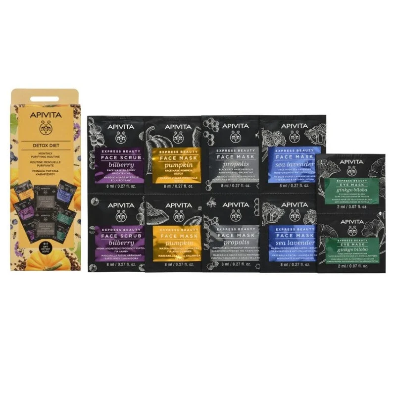 Apivita Express Beauty Dieta Detox Set 4 Maschere Viso