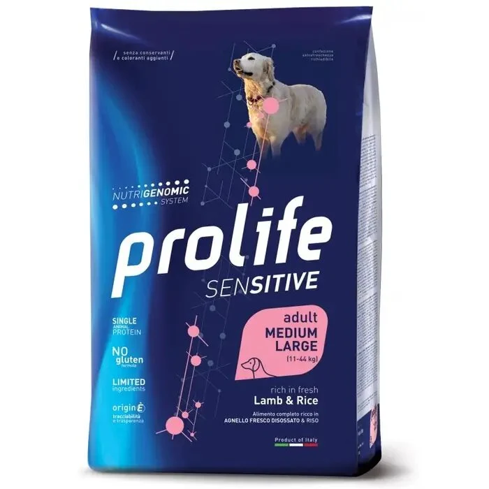 Prolife Dog Sensitive Lamb & Rice Cibo Secco Per Cani Adulti Taglia Media/Grande Sacco 10kg