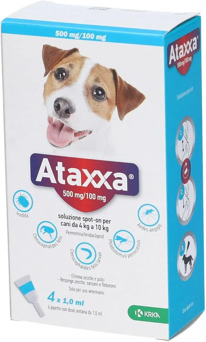 Ataxxa 500mg+100mg per Cani da 4 a 10Kg 4x1ml