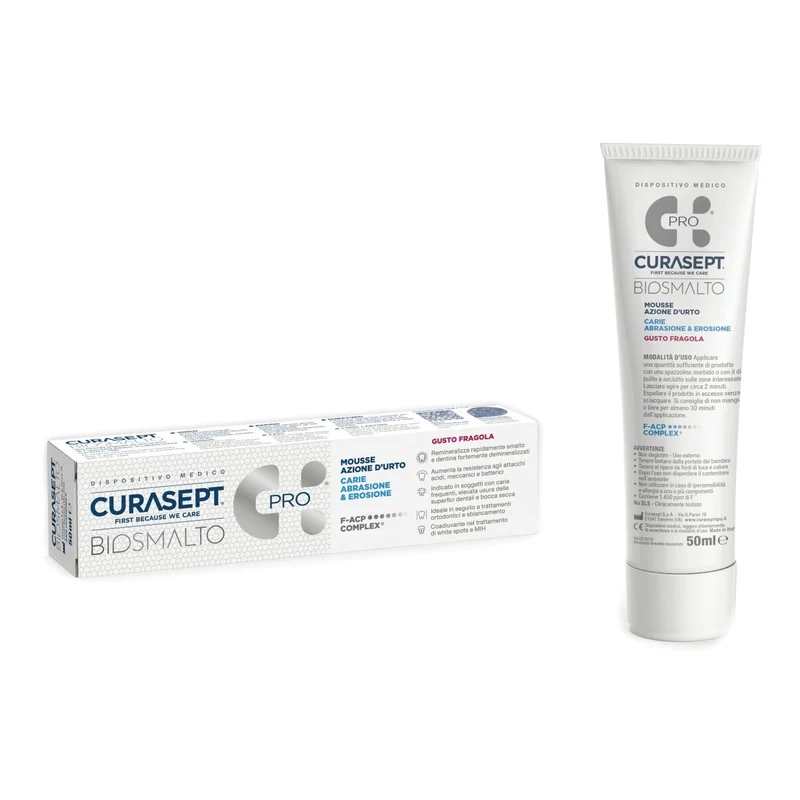 Curasept Biosmalto mousse fragola 50 ml bambini