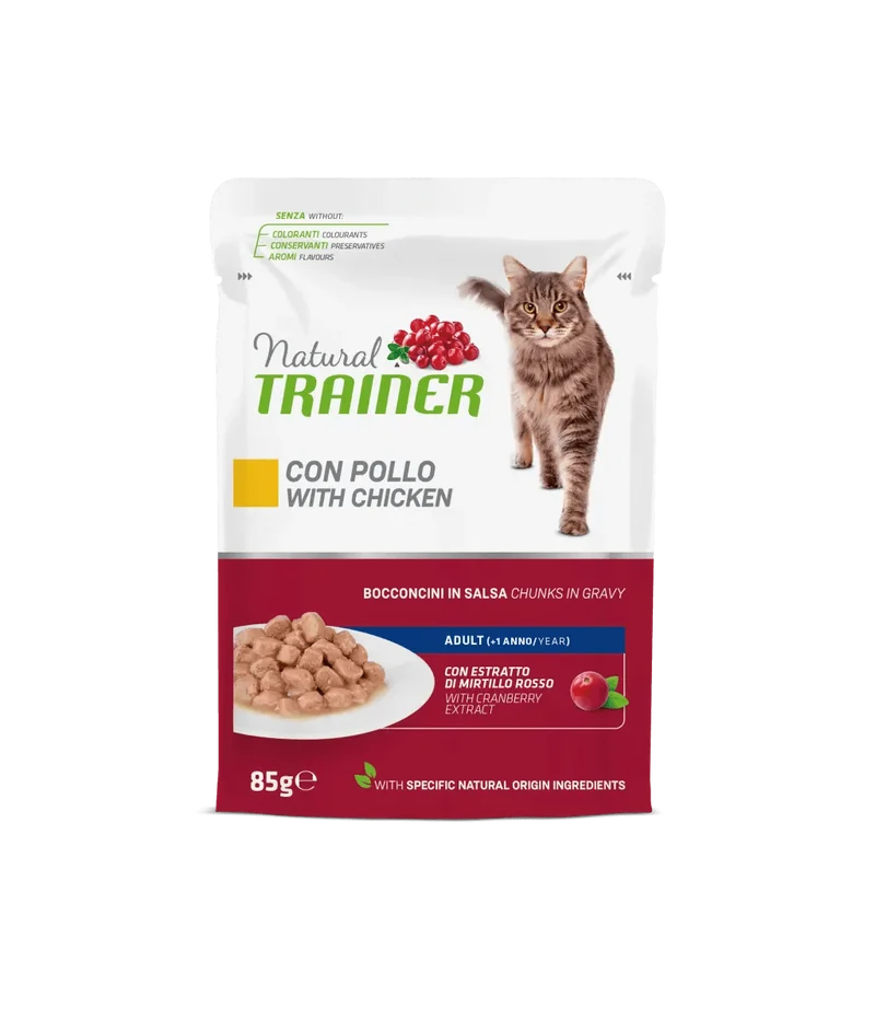 Natural Trainer Cibo Umido Al Pollo Per Gatti Adulti Busta 85g