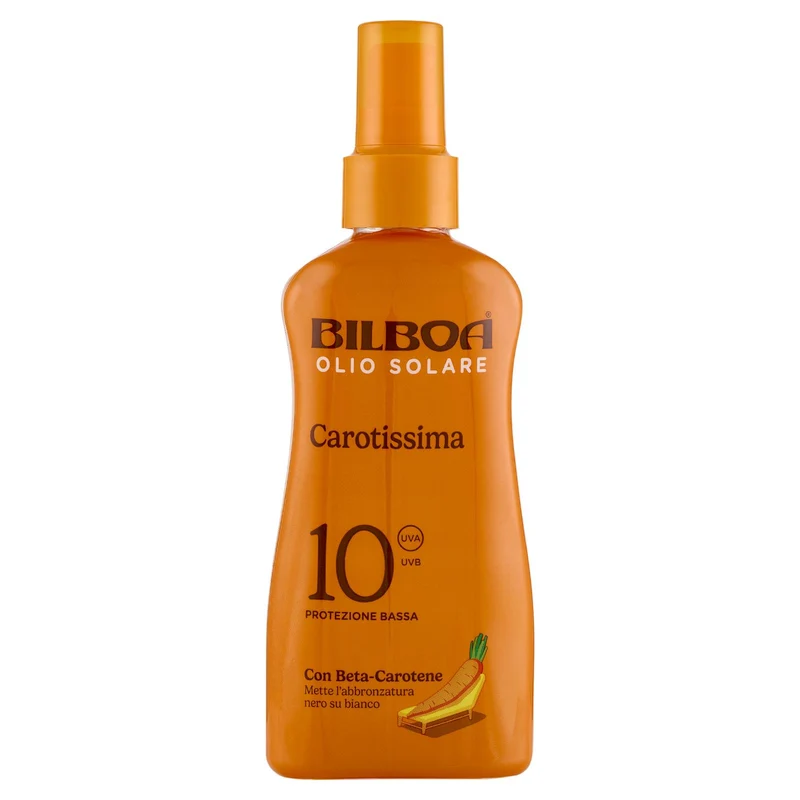 Bilboa Carotissima Olio Solare 10 Protezione Bassa con Beta-Carotene 200 ml