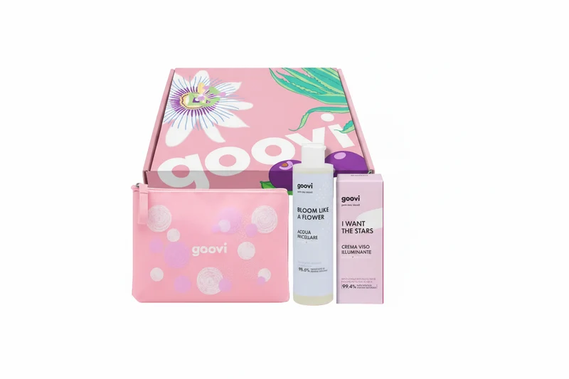Goovi Set Illuminante Acqua Micellare + Crema Viso Illuminante + Pochette