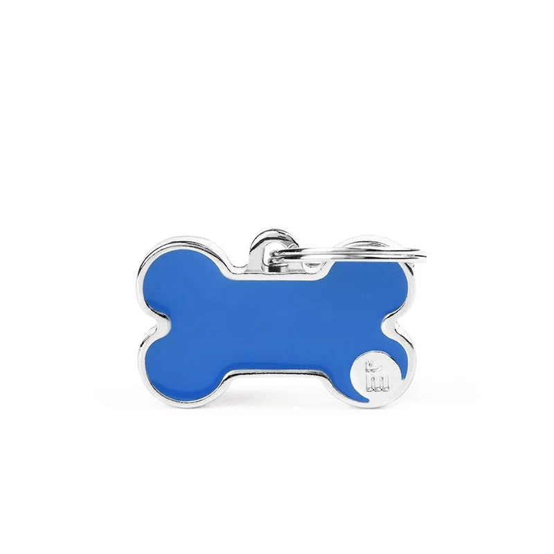Medaglietta Per Cani E Gatti Personalizzata Osso Piccolo Blu