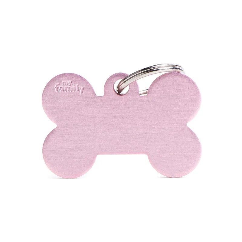 Medaglietta Per Cani E Gatti Personalizzata Osso In Alluminio Rosa Taglia Grande