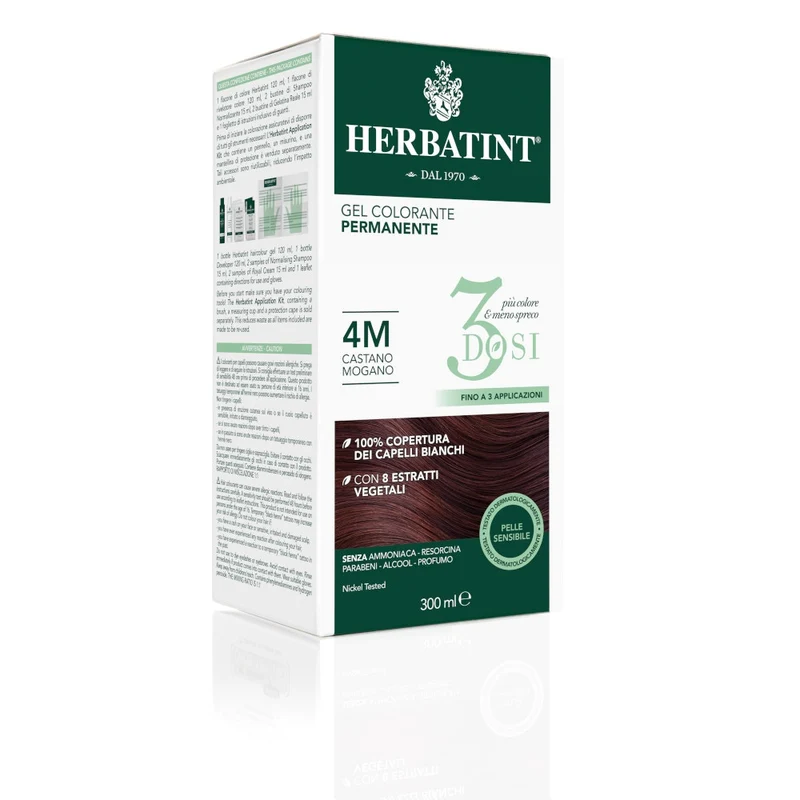 Herbatint Tintura Per Capelli Gel Permanente 4M Castano Mogano 3 Dosi 300ml