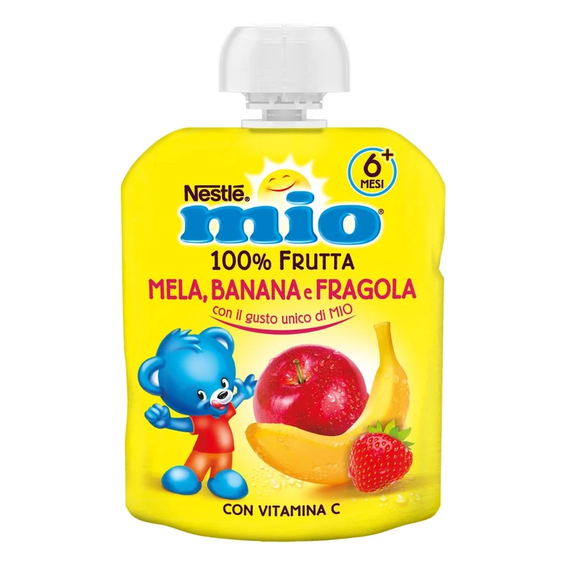 Nestlé Mio Merenda 100% Frutta Mela Banana E Fragola Da Spremere Pouch 90ml