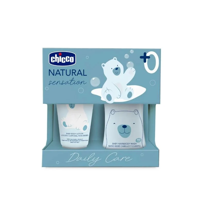 Chicco Natural Sensation Set detergente corpo e capelli 200ml + crema corpo 150ml