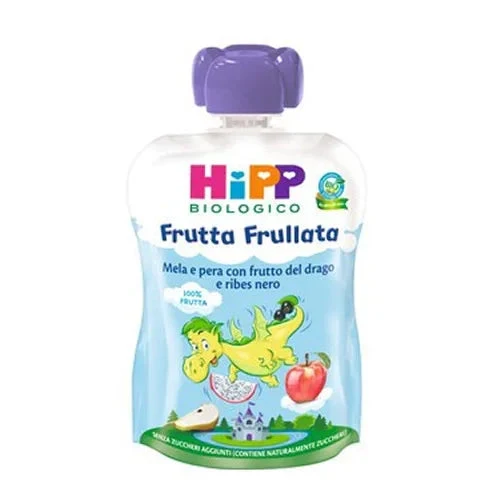 HIPP BIO FRUTTA FRULLATA DRAGONE MELA PERA FRUTTA DEL DRAGO RIBES NERO 90 G