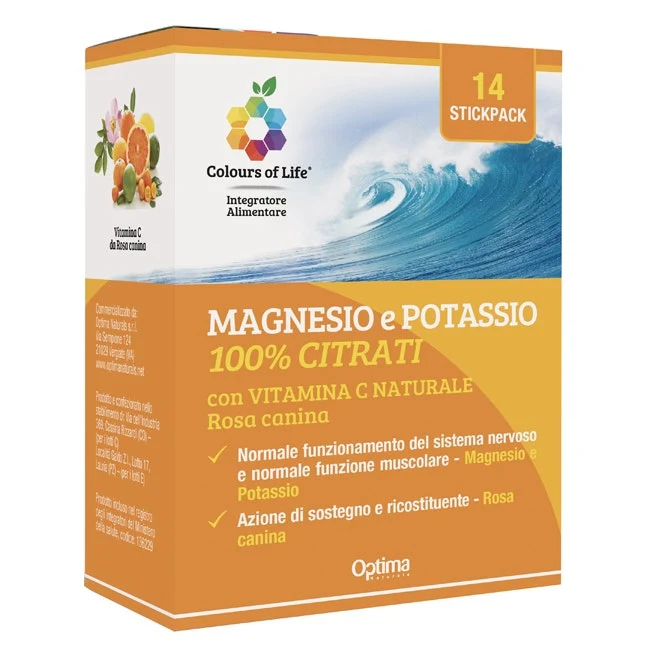 Colours Of Life Magnesio E Potassio 100% Citrati Con Vitamina C Naturale 14 Stickpack