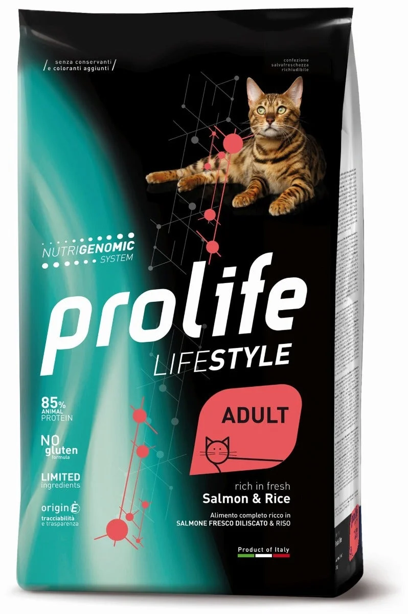 Prolife Cat Life Style Cibo Secco Per Gatti Adulti Salmone E Riso Sacco 1,5
