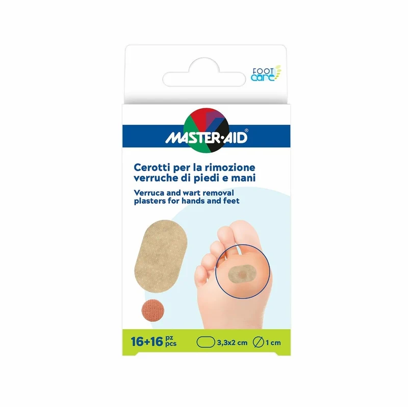 Master-Aid Cerotti Rimozione Verruche Di Piedi E Mani 16+16 Pezzi