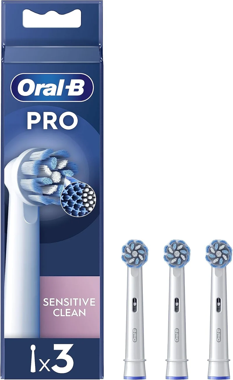 Oral-B Sensitive Clean Testine Spazzolino Elettrico, Confezione da 3 Testine di Ricambio, Pulisce Aree Sensibili e Infiammate