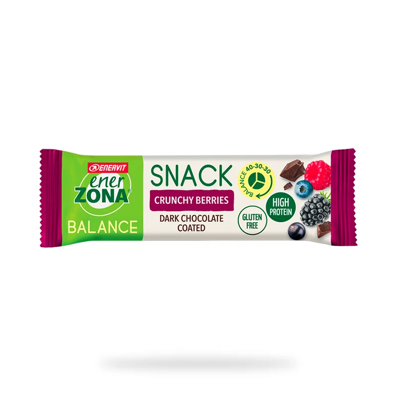 Enerzona Barretta Snack Crunchy Berries Frutti di bosco e Cioccolato, Barretta Proteica Da 33g