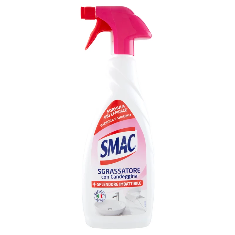 Smac - Sgrassatore con Candeggina grazie alla sua tecnologia zero aloni ed al risciacquo facile - 650 ml