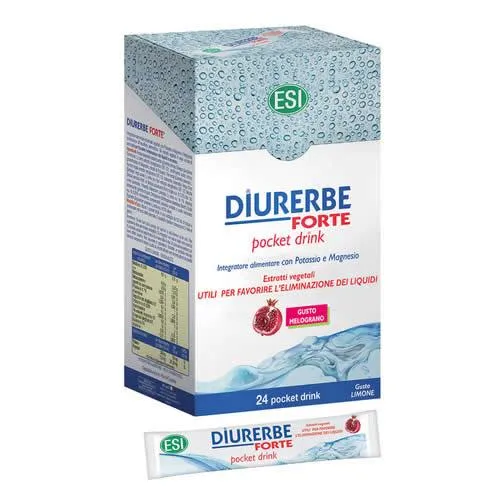 ESI DIURERBE FORTE DRENANTE MELOGRANO 24 POCKET DRINK DA 20 ML SENZA GLUTINE