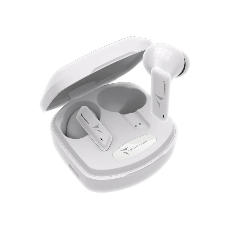 Techmade Auricolari Senza Filo Con Box Di Ricarica White