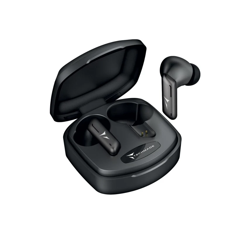 Techmade Auricolari Senza Filo Con Box Di Ricarica Black