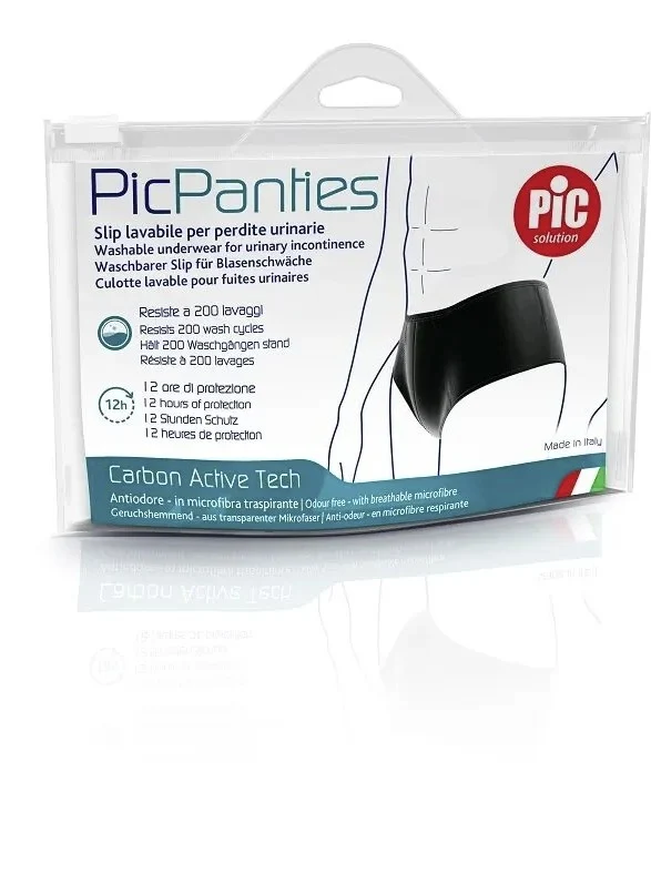 PicPanties Slip Lavabile per Perdite Urinarie Uomo Livello 2 Nero Taglia M