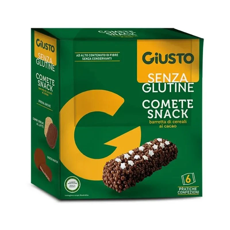 Giusto Senza Glutine Comete Snack barretta di cereali al cacao 10g