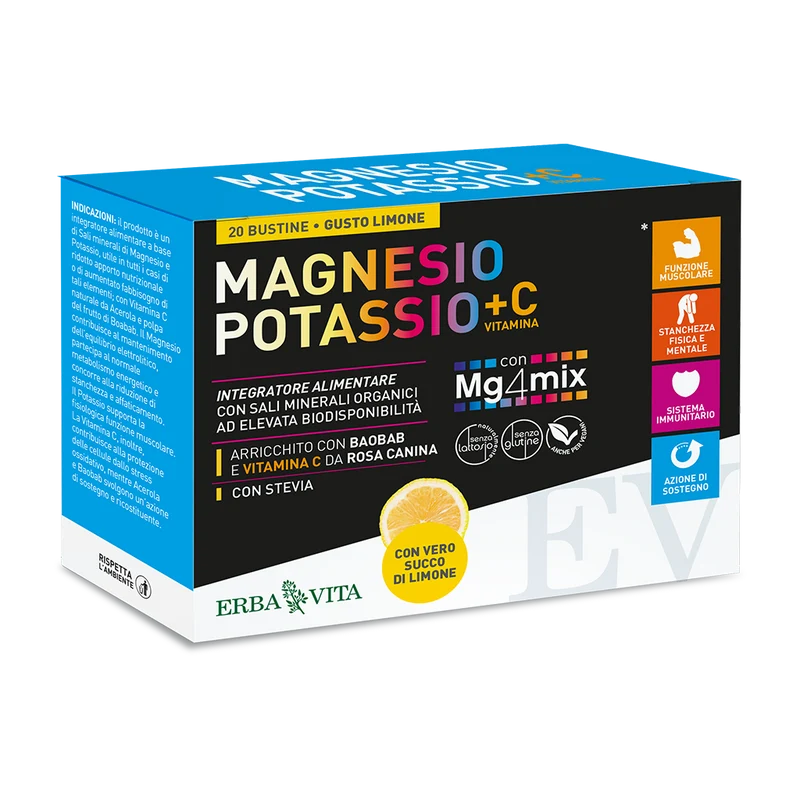 Erba Vita Magnesio E Potassio+Vitamina C Gusto Limone 20 Bustine
