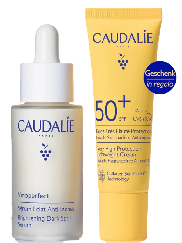 Vinoperfect & solare cofanetto siero 2026 1 siero illuminante antimacchie 30 ml + 1 fluido ad altissima protezione spf50+ 20 ml