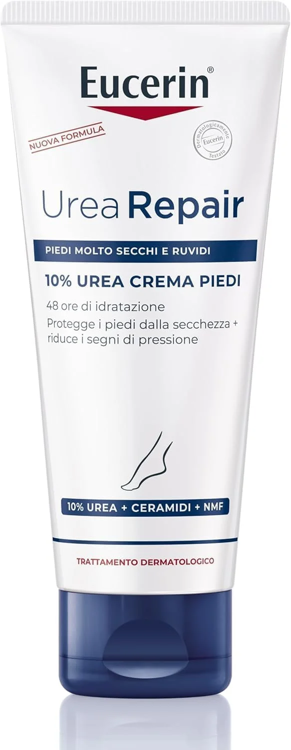 Eucerin Urea Repair Crema Piedi 10% 100 ml, Crema talloni e piedi idratante 48h, Formula con 10% Urea e Ceramidi per un sollievo immediato dalla pressione dei calli pelle secca e screpolata